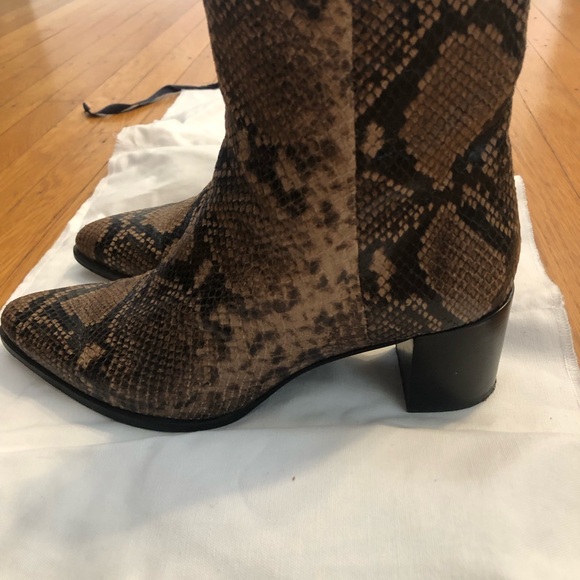 GUC Margaux The Downtown Boot Python Embossed Brown 39.5 - Picture 3 of 16